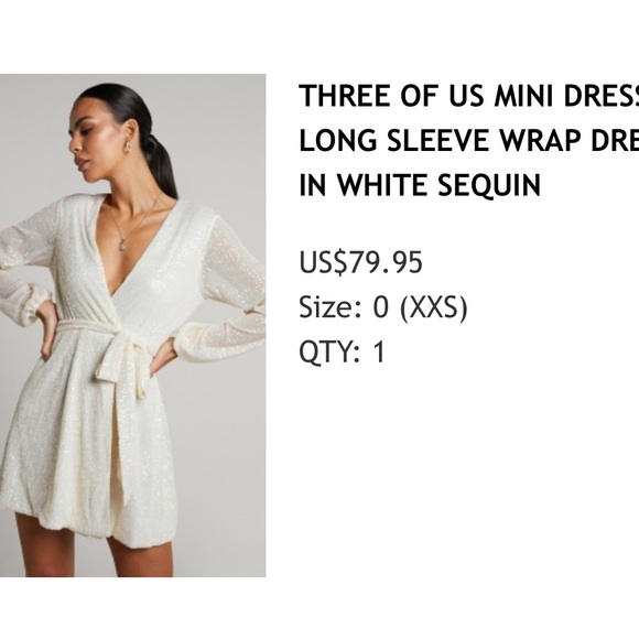 Showpo Three of Us Dress in white sequin size XXS - Picture 2 of 3